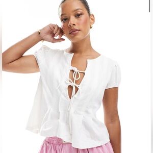 NWT ASOS Pleated tie front top